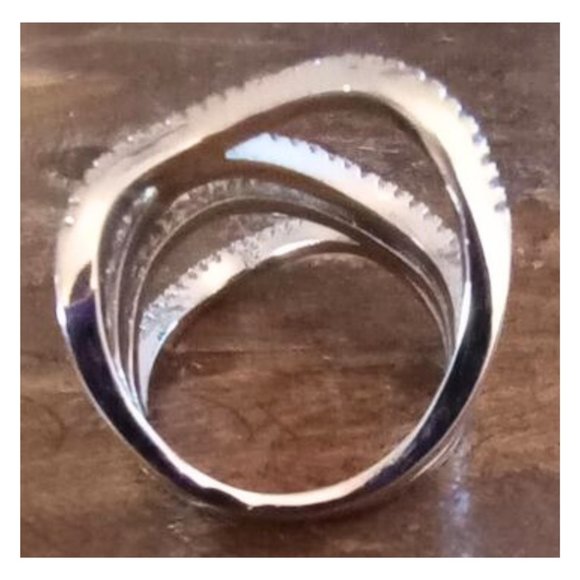 Criss-Cross Stamped Sterling Silver Ring - Picture 2 of 2